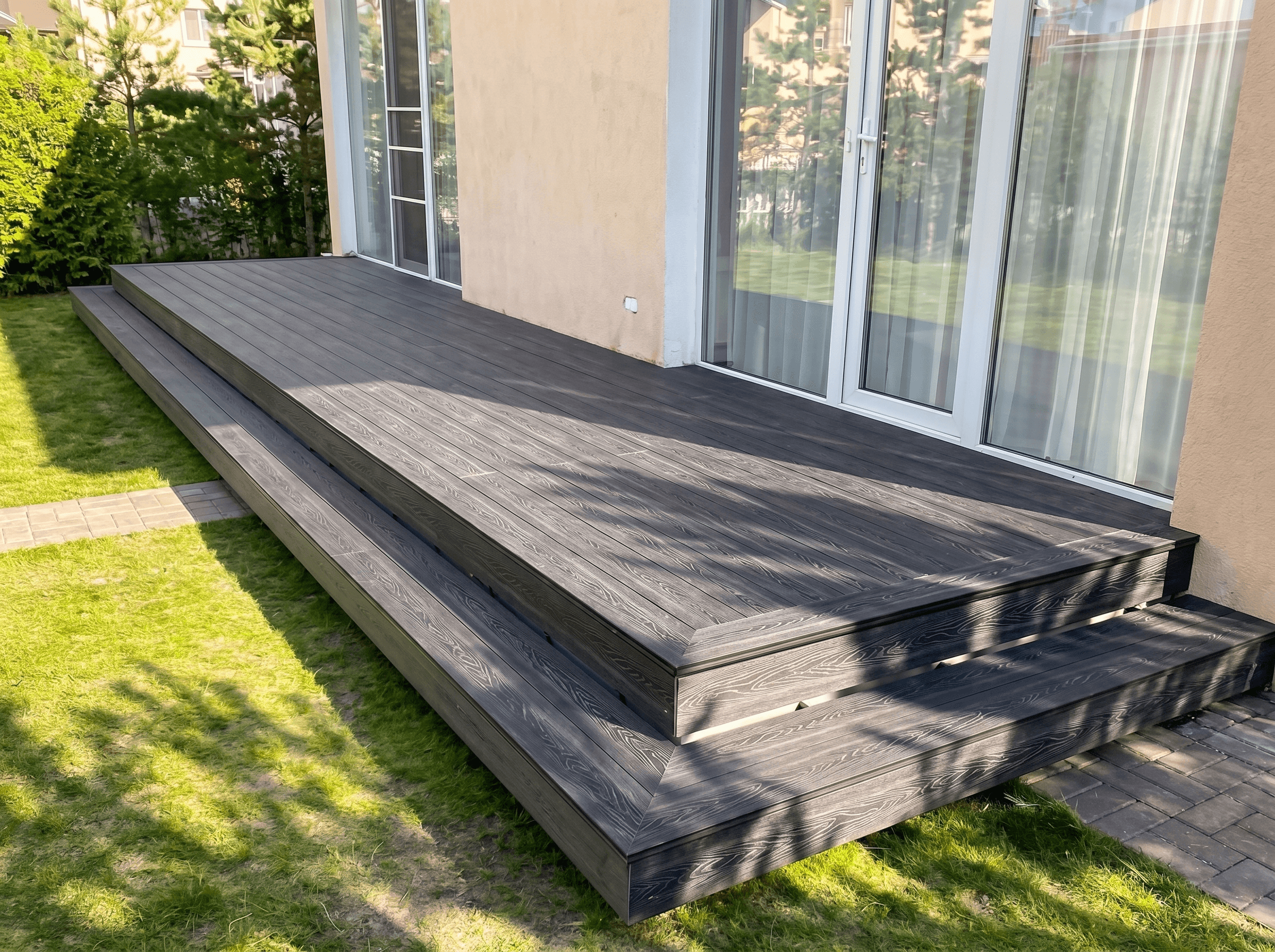 Работа Handecking: Терраса вдоль дома · антрацит - террасная доска ДПК в Алматы